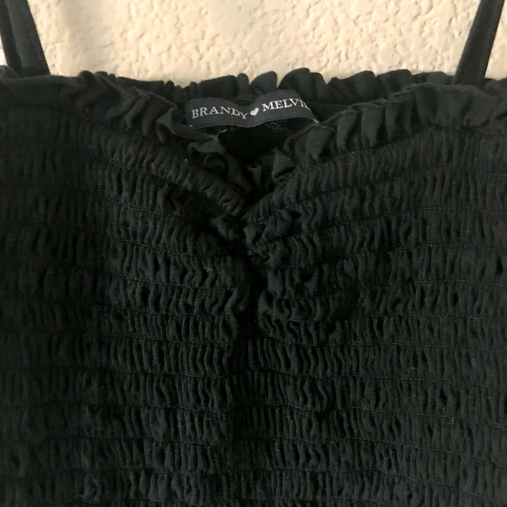 NWOT Brandy Melville frilly smocked tube top/camisole in black - Picture 4 of 5